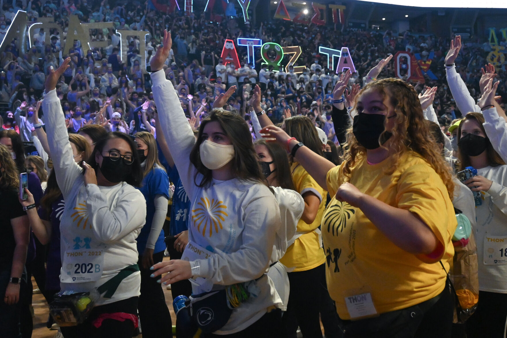 THON 2022, crowd learns line dance